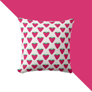 Rasperry Pink Berry Fruit Pattern Throw Pillow