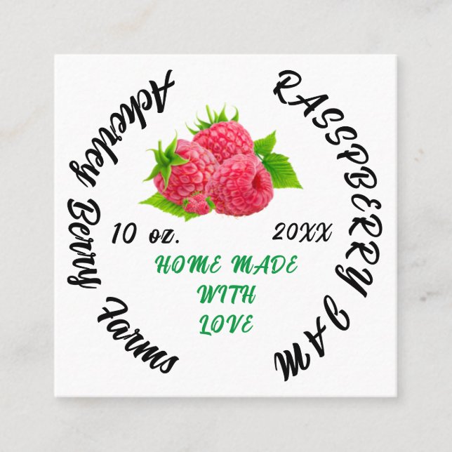 Rasspberry Jam Preserves Personalized Classic  Cla Square Business Card (Front)
