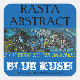RASTA ABSTRACT BLUE KUSH SQUARE STICKER