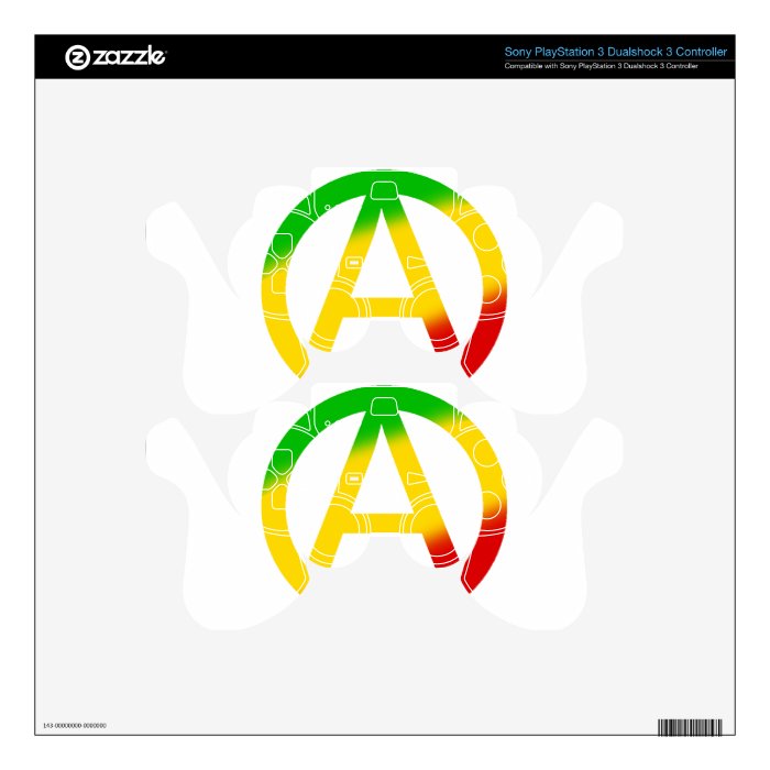 Rasta Anarchy Symbol PS3 Controller Decals