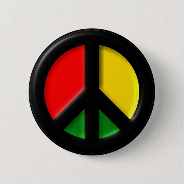 Rasta Ban The Bomb CND Peace Symbol Button (Front)