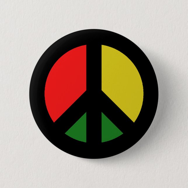 Rasta Ban The Bomb CND Peace Symbol Pinback Button (Front)