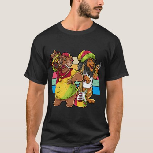 Rasta Bear and Lion  T_Shirt