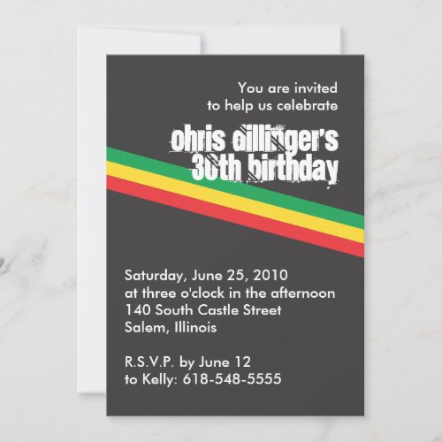 Rasta Birthday Invitation