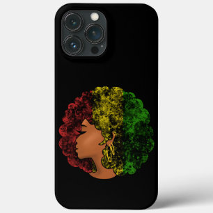 Rasta black girl woman afro red yellow green iPhone 13 pro max case
