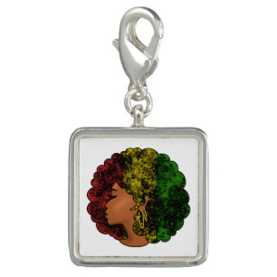 Rasta black girl woman afro red yellow green  charm