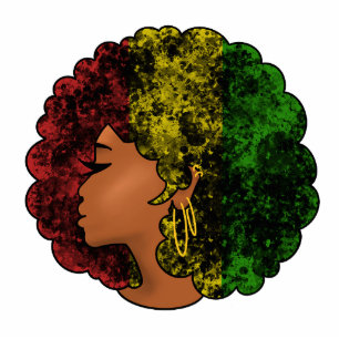 Rasta black girl woman afro red yellow green  cutout