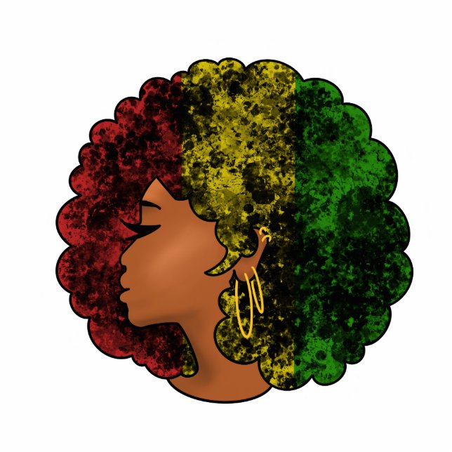 Rasta black girl woman afro red yellow green  cutout (Front)