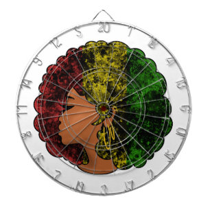 Rasta black girl woman afro red yellow green dart board