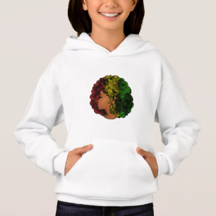 Rasta black girl woman afro red yellow green hoodie