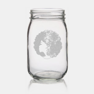 Rasta black girl woman afro red yellow green mason jar