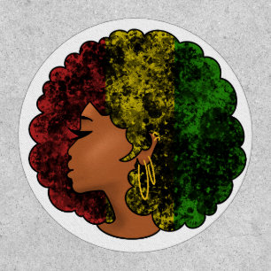 Rasta black girl woman afro red yellow green patch