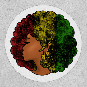 Rasta black girl woman afro red yellow green  patch