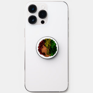 Rasta black girl woman afro red yellow green PopSocket