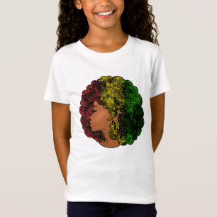 Rasta black girl woman afro red yellow green  T-Shirt