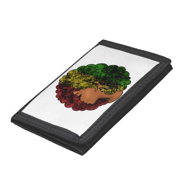 Rasta black girl woman afro red yellow green  trifold wallet (Bottom)