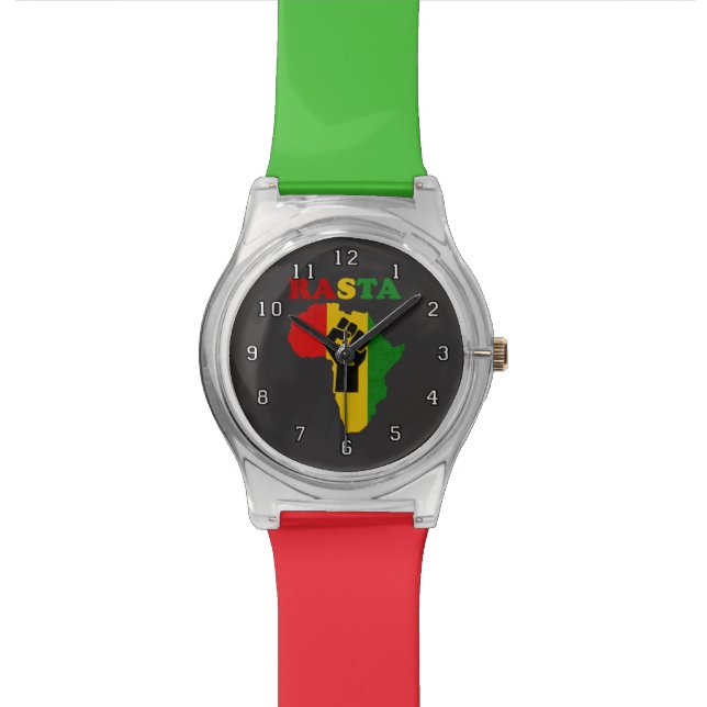 Rasta Black Power Fist in Africa Watch (Close Up)