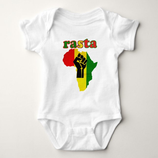 Rasta Black Power Fist over Africa Baby Bodysuit (Front)