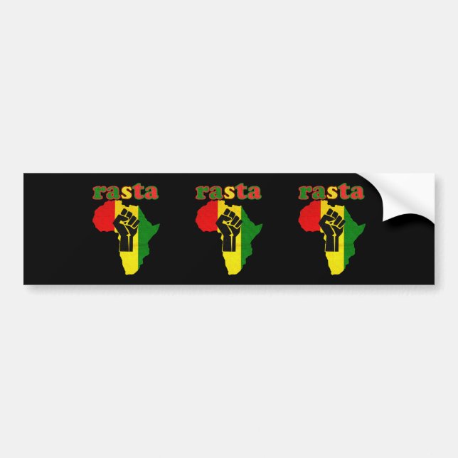 Rasta Black Power Fist over Africa Bumper Sticker (Front)