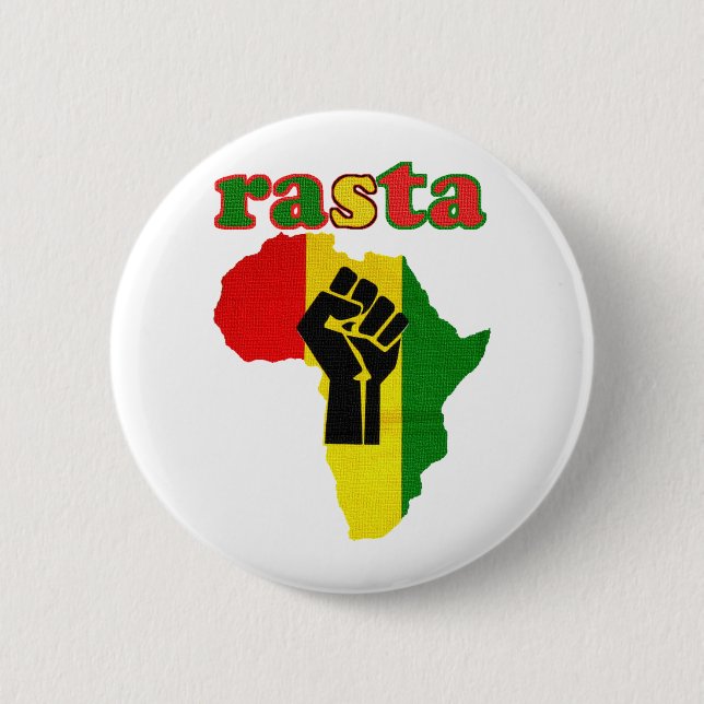 Rasta Black Power Fist over Africa Button (Front)