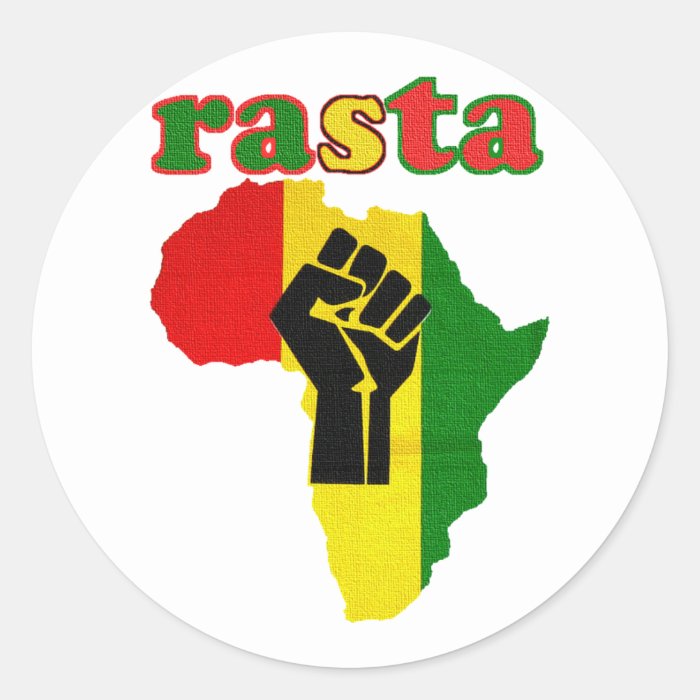 Rasta Black Power Fist over Africa Round Stickers