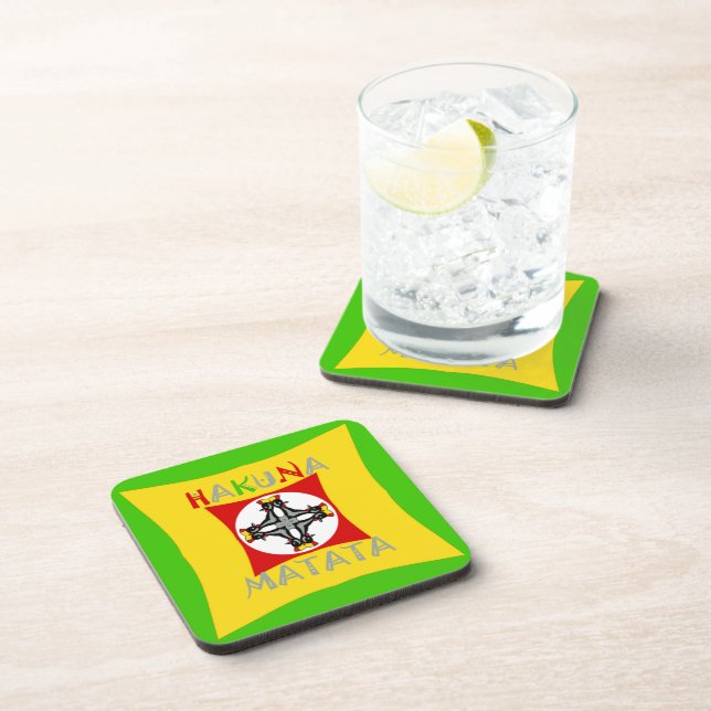 Rasta Color Red Golden Green Drink Coaster (Right Side)