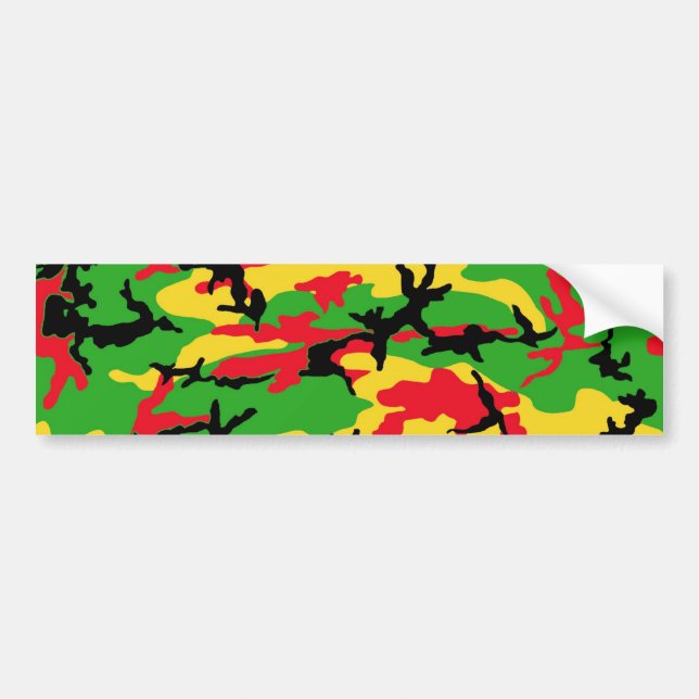Rasta Colored Camouflage Bumper Sticker (Front)
