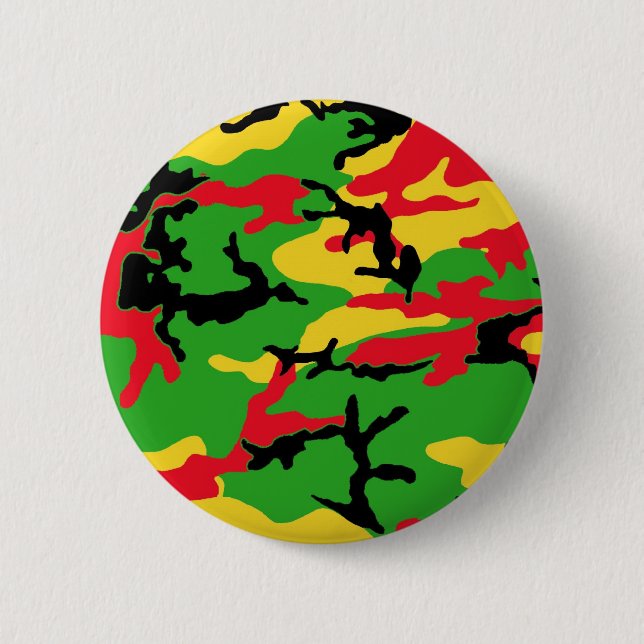 Rasta Colored Camouflage Pinback Button (Front)