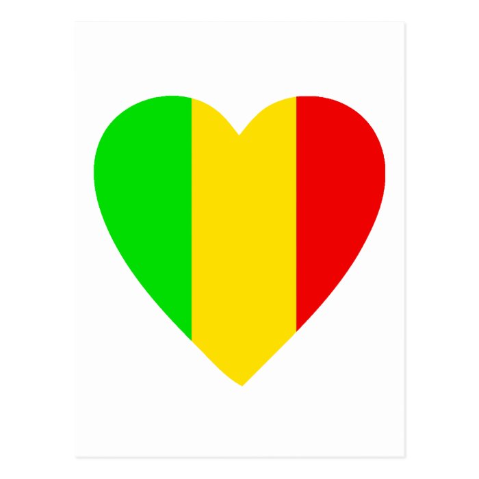 Rasta Colored Heart Post Cards