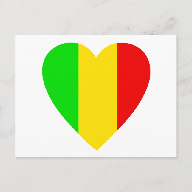 Rasta Colored Heart Postcard (Front)