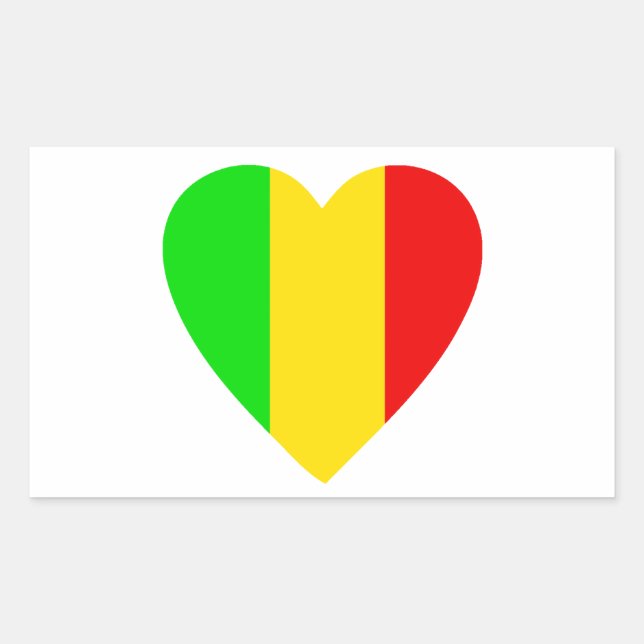 Rasta Colored Heart Rectangular Sticker (Front)