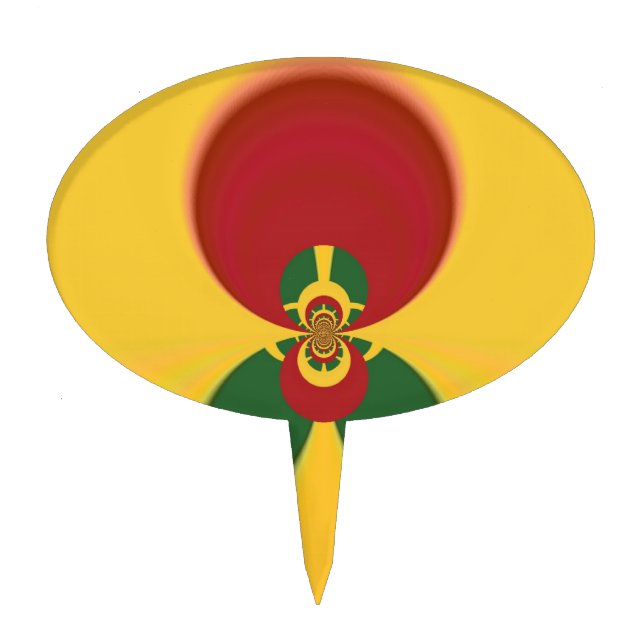 Rasta Colors Abstract Art Print Cake Topper (Front)