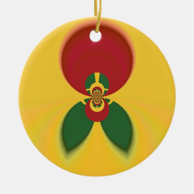 Rasta Colors Abstract Art Print Ceramic Ornament (Front)