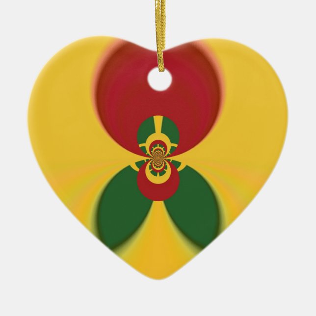 Rasta Colors Abstract Art Print Ceramic Ornament (Front)