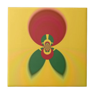 Rasta Colors Abstract Art Print Ceramic Tile