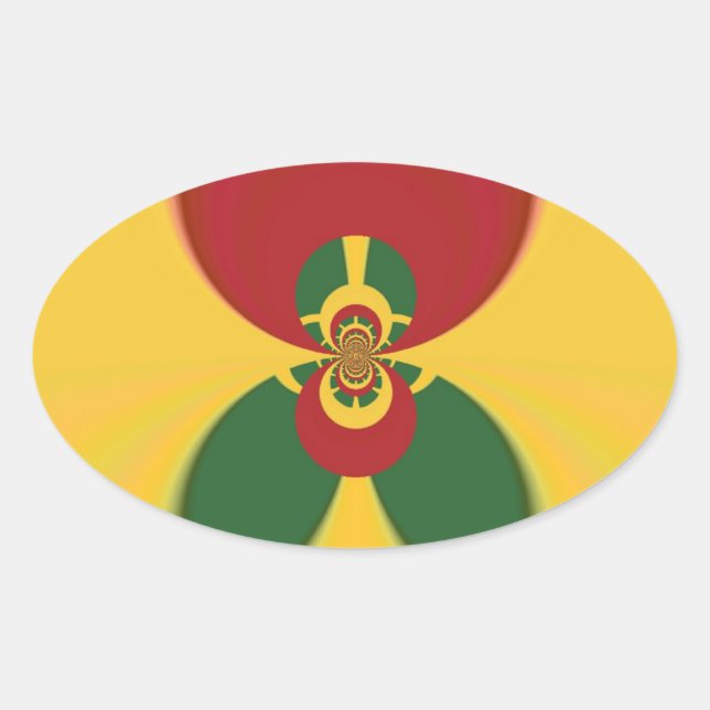 Rasta Colors Abstract Art Print Oval Sticker (Front)