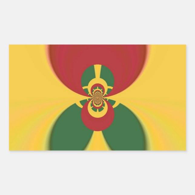 Rasta Colors Abstract Art Print Rectangular Sticker (Front)