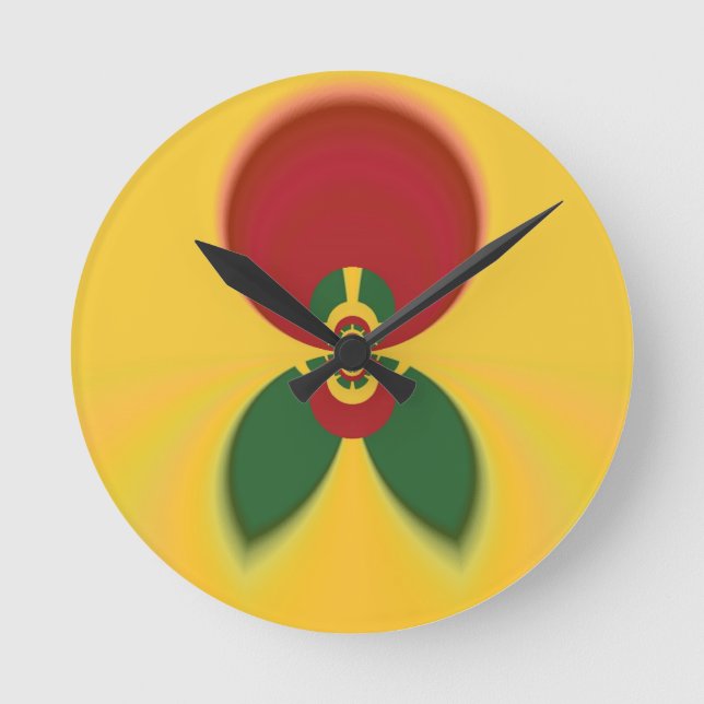 Rasta Colors Abstract Art Print Round Clock (Front)
