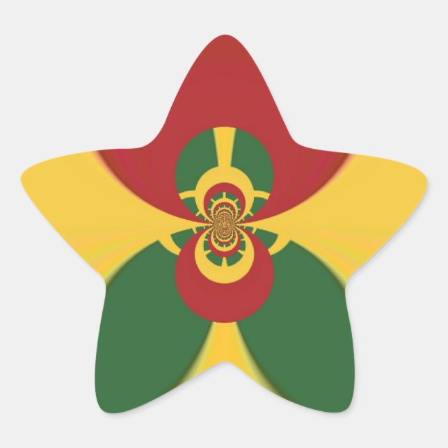 Rasta Colors Abstract Art Print Star Sticker (Front)