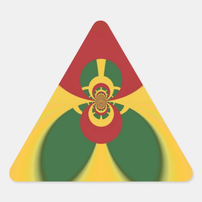 Rasta Colors Abstract Art Print Triangle Sticker (Front)
