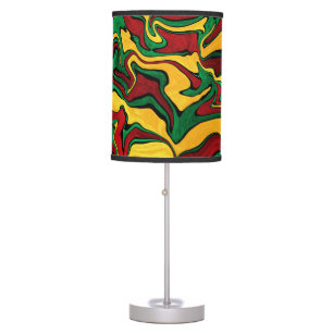 Rasta colors abstract art, reggae styled table lamp