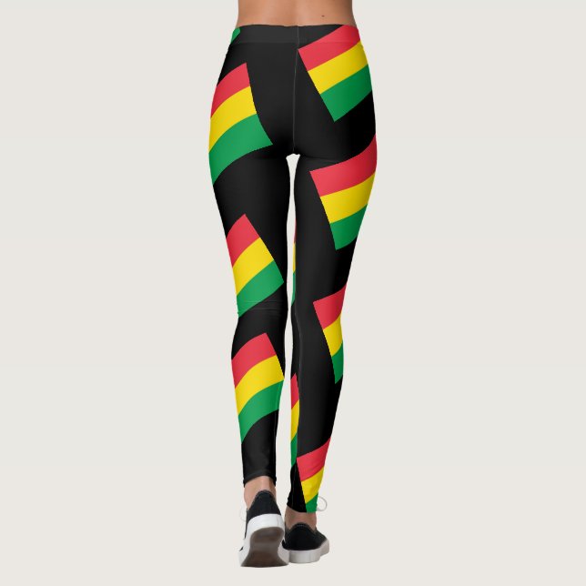 Rasta Colors Green Yellow Red Flag Stripes Leggings (Back)