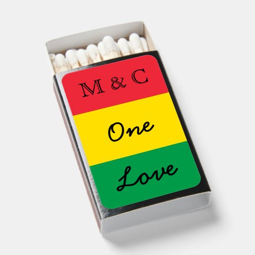Rasta Colors Green Yellow Red One Love Matchboxes