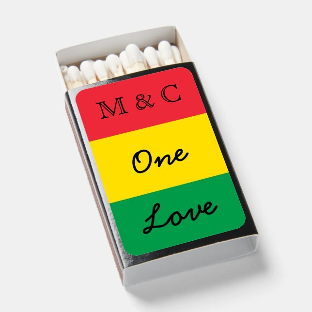 Rasta Colors Green Yellow Red One Love Matchboxes (Front Open)