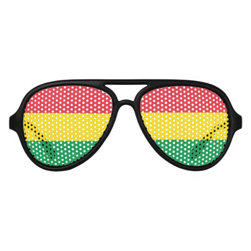 Rasta Colors Green Yellow Red Stripes Flag Pattern Aviator Sunglasses