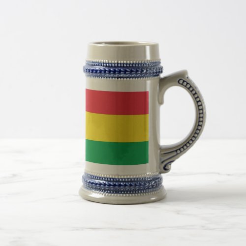 Rasta Colors Green Yellow Red Stripes Flag Pattern Beer Stein