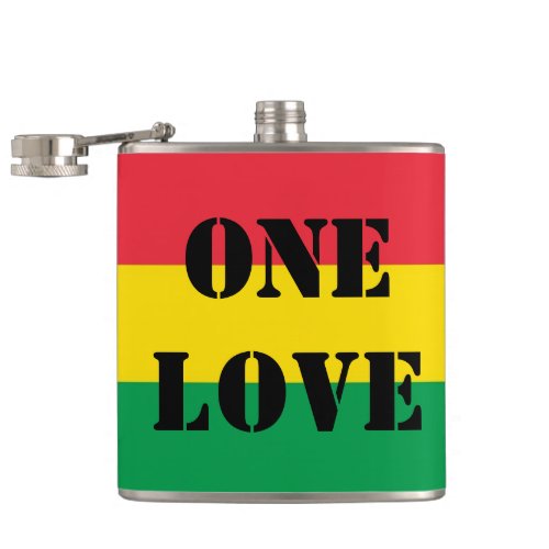 Rasta Colors Green Yellow Red Stripes Flag Pattern Flask