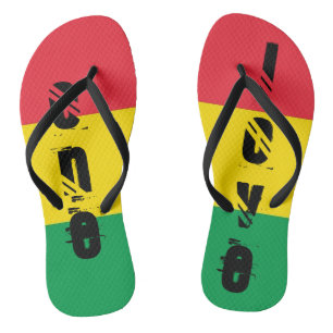 Rasta Colors Green Yellow Red Stripes Flag Pattern Flip Flops