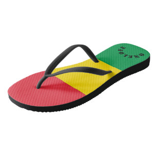 Rasta Colors Green Yellow Red Stripes Flag Pattern Flip Flops