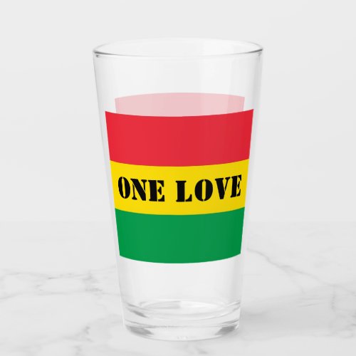 Rasta Colors Green Yellow Red Stripes Flag Pattern Glass